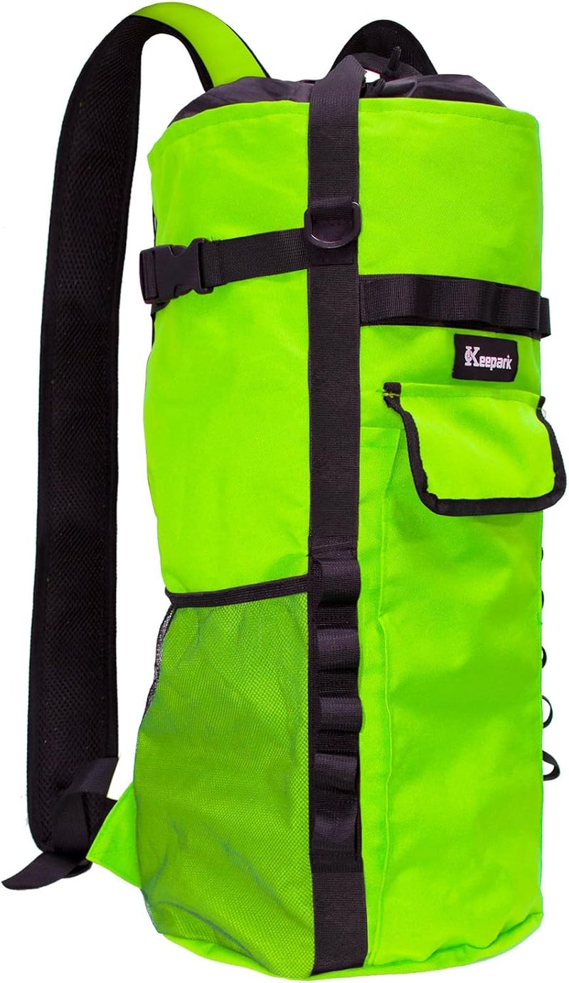 Keepark Store Rock Climbing Rope Storage Bag - Large Capacity Tree Rope Storage Backpack, Waterproof Oxford Outdoor Climbing Rope Bag With Adjustable Shoulder Straps - Green - Image 1